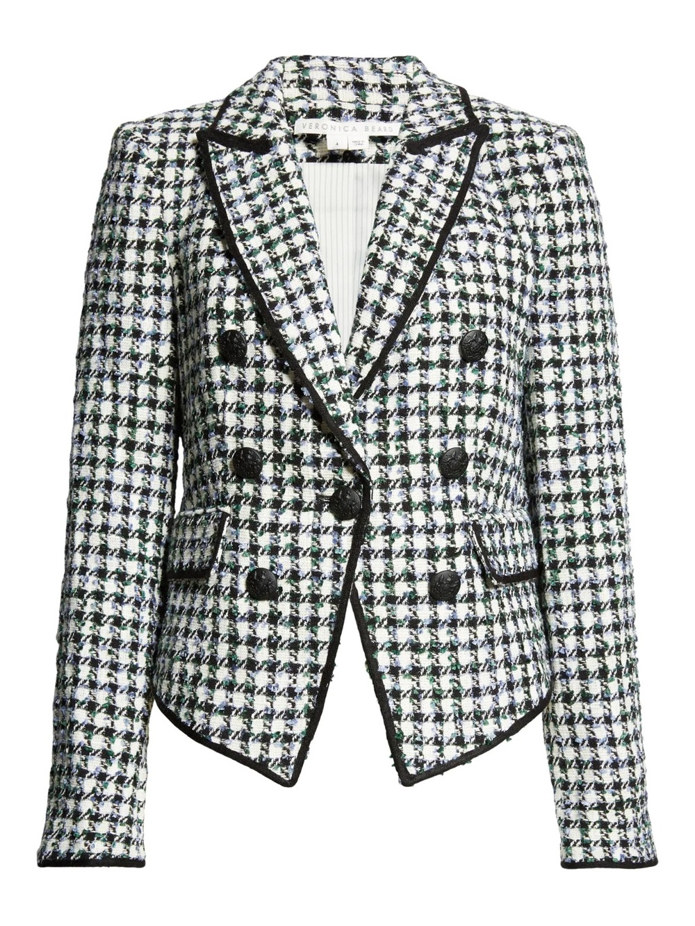 Veronica Beard Black & White Houndstooth Double-Breasted Blazer